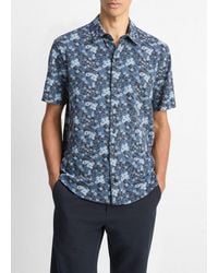 Vince - Floral Slub Cotton Short-Sleeve Button-Front Shirt - Lyst