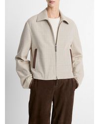 Vince - Faux-Leather-Trim Cotton Cropped Jacket - Lyst