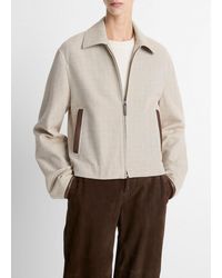 Vince - Faux-Leather-Trim Cotton Cropped Jacket - Lyst