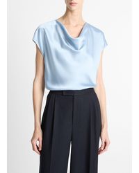 Vince - Silk Cowl-Neck Blouse - Lyst