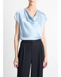 Vince - Silk Cowl-Neck Blouse - Lyst