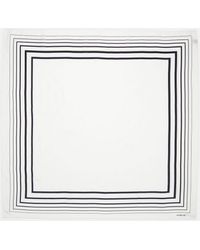 Vince - Geo-striped Cotton-silk Square Scarf, Optic White/black - Lyst