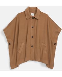 Vince - Leather-Trim Wool Cape - Lyst