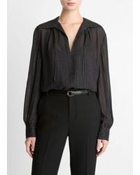 Vince - Metallic-Stripe Gathered Blouse - Lyst
