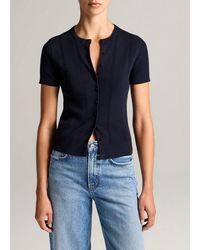 Vince - Ribbed Cotton Short-Sleeve Cardigan - Lyst