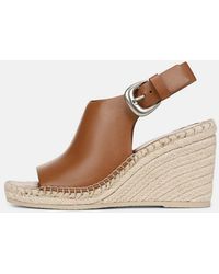 Vince - Gabriela Leather Wedge Espadrille Sandal, Sequoia Brown, Size 10 - Lyst