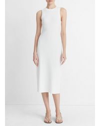 Vince - Ribbed High-neck Tank Dress, Optic White, Size L - Lyst