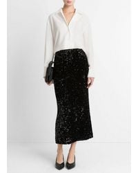 Vince - Sequined Velvet Column Skirt - Lyst