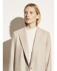 Vince Wool Flannel Boyfriend Blazer - Natural