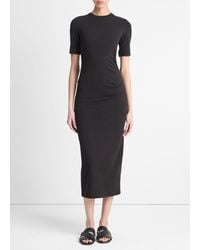 Vince - Pima Cotton-Blend Side-Drape Dress - Lyst