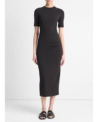 Vince - Pima Cotton-Blend Side-Drape Dress - Lyst