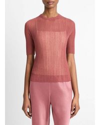 Vince - Italian Cotton-Blend Double-Layer Top - Lyst