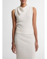 Vince - Shadow Grid Cowl-Neck Top - Lyst