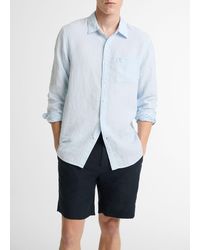 Vince - Houndstooth Linen Button-Front Shirt - Lyst