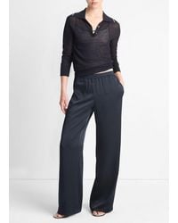 Vince - Side-Stripe Satin Low-Rise Wide-Leg Pant, Coastal - Lyst