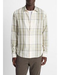Vince - Dunluce Plaid Cotton-Blend Button-Front Shirt - Lyst