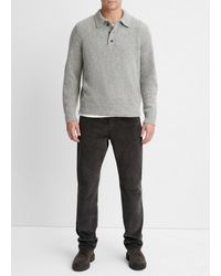 Vince - Plush Cashmere Donegal Polo, Grey, Size M - Lyst