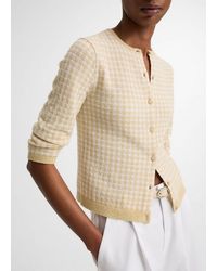 Vince - Gingham Italian Wool-Blend Cardigan - Lyst