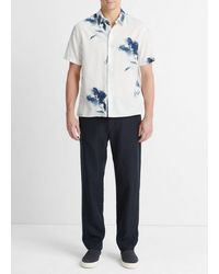 Vince - Faded Floral Short-sleeve Shirt, Optic White/deep Indigo, Size M - Lyst