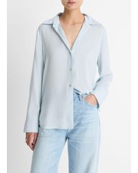 Vince - Stretch-Silk Button-Front Blouse - Lyst