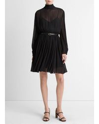 Vince - Crinkle Stripe Mock-Neck Dress - Lyst