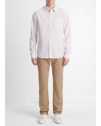 Vince - Basin Stripe Cotton-Blend Long-Sleeve Shirt, Optic/Storm Cloud - Lyst
