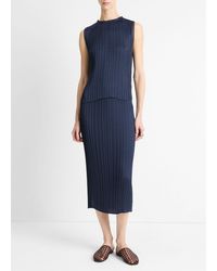 Vince - Pleated Satin Straight Pull-On Skirt - Lyst