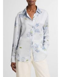 Vince - Petal Blur Floral Silk Button-Up Shirt - Lyst