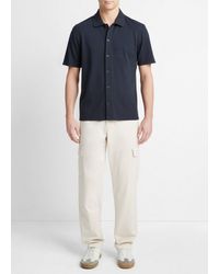 Vince - Variegated Jacquard Short-sleeve Button-front Shirt, Coastal Blue, Size Xxl - Lyst