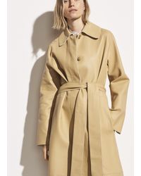 Vince Double Face Leather Trench - Natural