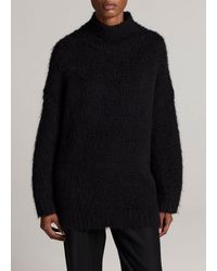 Vince - Brushed Wool-Cotton Oversized Mock-Neck Sweater - Lyst