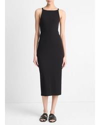 Vince - Cotton-Blend Ribbed High-Neck Tank Dress - Lyst