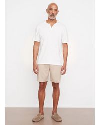 Vince - Slub Split-neck T-shirt, White, Size Xxl - Lyst