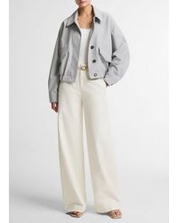Vince - Italian Cotton Utility Double-Waist Wide-Leg Pant - Lyst