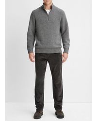 Vince - Wool-cashmere Relaxed Quarter-zip Sweater, Grey, Size Xl - Lyst