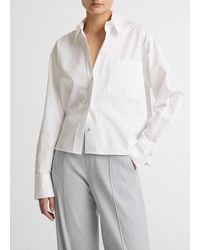 Vince - Cotton Cropped Button-Front Shirt - Lyst