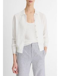 Vince - Italian Cotton-Blend Mesh Double-Layer Cardigan - Lyst