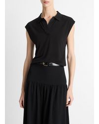 Vince - Matte Jersey Cap-Sleeve Polo Top - Lyst