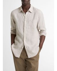 Vince - Houndstooth Linen Button-Front Shirt - Lyst