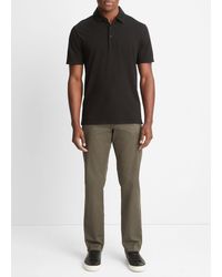 Vince - Garment Dye Short-sleeve Polo Shirt, True Black, Size Xxl - Lyst