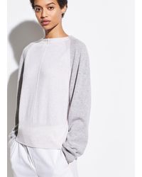 Vince Colorblock Raglan Cashmere Crew - Gray