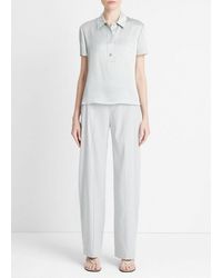 Vince - Silk Short-sleeve Polo Shirt, Lunar Dust, Size Xs - Lyst