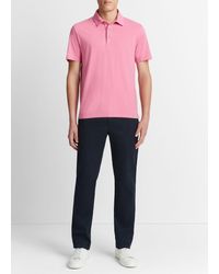 Vince - Garment Dye Short-sleeve Polo Shirt, Washed Pink Blaze, Size Xs - Lyst