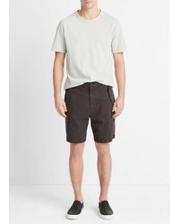 Vince - Garment Dye Cotton Twill Cargo Short, Soft Black, Size 32 - Lyst