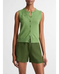 Vince - Cotton & Cashmere-Blend Button-Front Shell - Lyst