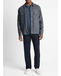Vince - Linen-cotton Twill Shirt Jacket, Dark Indigo, Size Xl - Lyst