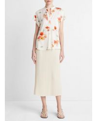 Vince - Poppy Blur Silk Band-collar Blouse, Cream Dusk, Size L - Lyst