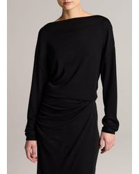 Vince - Draped Wool-Blend Slash-Neck Top - Lyst
