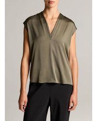 Vince - Silk-Blend Double V-Neck Top - Lyst