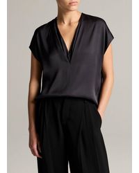 Vince - Silk-Blend Double V-Neck Top - Lyst